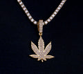Diamond weed leaf pendant